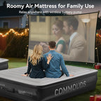 COMMOUDS Queen Air Mattress with 2000mAh Battery Powered Pump, 18" Raised Inflatable Mattress, Portable Blow up Mattress, Air Bed for Camping, Home and Guest