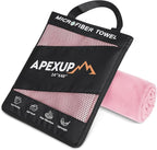 APEXUP Microfiber Travel Towel, Ultra Absorbent Quick Dry Towels, Lightweight Gym Sports Camping Towel for Workout, Yoga, Beach, Shower, Swimming (48"×24", Pale Rose)