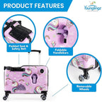 Younglingz LIL FLYER GO Version 2 Ride On Suitcase for Kids | Carry On Luggage with Toddler Seat, Foldable Handlebars, Pedals, and Removable Wheels | Holds up to 80 lbs | Glam | Ages 2-6