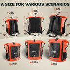 Waterproof Backpack Dry Bag 35L/55L/85L – Heavy Duty Roll-Top Hiking Backpack Sack Keeps Gear Dry for Travel, Kayaking, Boating, Camping, Rafting and Fishing