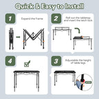 Portable Outdoor Adjustable Height Camping Table, Large for 2-6 Person, Foldable Roll-up Aluminum Camp Table with Carry Bag for Picnic, Camp, Sturdy, Stable, Loads 220 Lbs (Black)