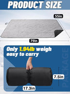 Waterproof Outdoor Stadium Blanket with Sherpa Lining-Washable Windproof Warm Foldable for Camping, Sporting Events, Picnic, Concert, Pet, Travel, Emergency Car Blanket, Gift for Cold Weather (Black)