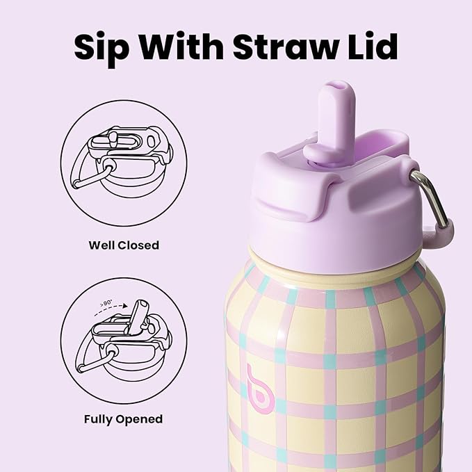 BOTTLE BOTTLE 32oz Insulated Water Bottle Stainless Steel Sport Water Bottle with Straw Dual-use Lid Design for Gym with Pill Box