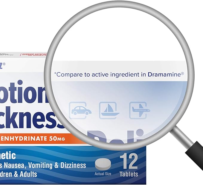 HealthA2Z® Motion Sickness Relief | Dimenhydrinate 50mg | Antiemetic | Prevents Nausea, Vomiting & Dizziness | for Children & Adults | 24 Packs of 12 Tablets Each (288 Tablets Total) | Value Pack