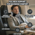 Travel Pillow, 100% Pure Memory Foam Travel Neck Pillow Airplane Neck Support Ergonomic Design for Traveling Suitable for Airplanes,Offices and Cars-Dark Grey
