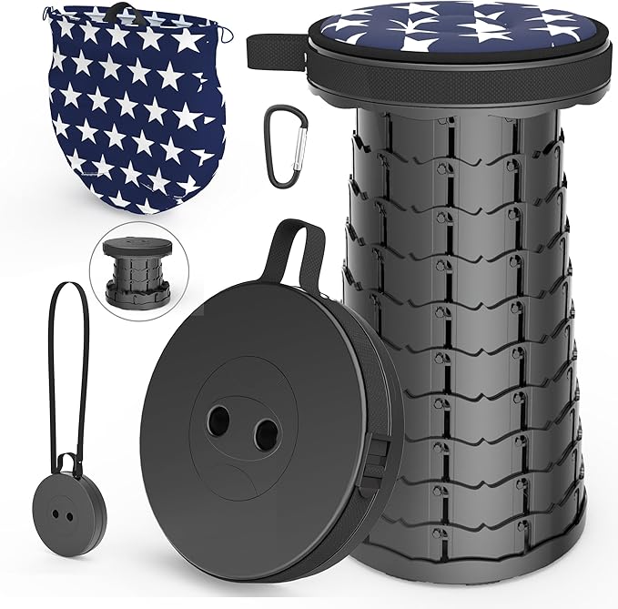 ALEVMOOM Upgraded Folding Stool with Cushion,Portable Collapsible Retractable Stool,Outdoor Chair,Yet More Sturdy Load Capacity 440lbs for Camping Garden Fishing Hiking BBQ with Carry Bag