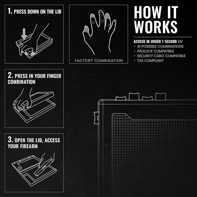 STOPBOX PRO Gun Safe Alternative for Handgun Storage, Instant Access Portable Gun Case, TSA Compliant Gun Lock Box for Car or Travel Safe Box, Quick Access Handgun | Black - 2PK (Compact Only)