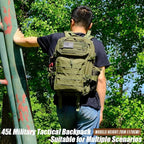 Military Tactical Backpack 45L Large Tactical Backpack for Men, Hiking Rucksack With Bottle Holder