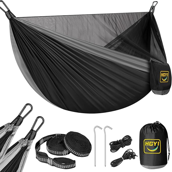 Camping Hammock Mosquito Net,Double & Single Portable Hammocks Hammocks with 2 Tree Straps,Hammock Tent for Travel Camping,Camping Accessories for Indoor Outdoor Hiking Backpacking Backyard Beach