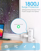 PD 30W Surge Protector Outlet Extender, Rotating Plug, One Beat 6 AC Multi Plug Outlet with 4 USB Ports (2 USB C), 1800J, 3-Sided Swivel Power Adapter with Spaced Outlet Splitter for Home Office Dorm