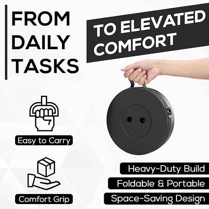 New Improved Quality Plastic Collapsible Stool - Durable, Foldable, Adjustable Collapsible Seat for Outdoors, Camping, Home - Strong, Safe, Compact Portable - Versatile Telescopic Stool, Easy to Use