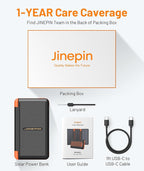 Power Bank Solar Charger 46800mAh Built in 4 Cables 3 Foldable Solar Panels, PD20W Fast Charging Portable Charger, LED Display Powerbank USB C in/Output, External Battery Pack with SOS Camping Light