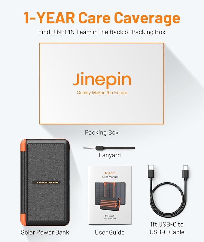 Power Bank Solar Charger 46800mAh Built in 4 Cables 3 Foldable Solar Panels, PD20W Fast Charging Portable Charger, LED Display Powerbank USB C in/Output, External Battery Pack with SOS Camping Light