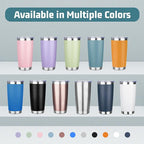 20 oz Tumbler with Lids and Straws, Stainless Steel Insulated Travel Coffee Mug, Double Wall Vacuum Insulated Tumblers, Powder Coated Coffee Tumbler for Cold & Hot Drinks (Mix Color-5, 6 Pack)