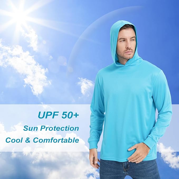 ProtectX High Visibility Sun Protection Lightweight Long Sleeve Hoodie, UPF 50+ Quick-Dry, SPF UV Shirt, Active Wear