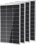 Traver Force 100W 12V 10BB Monocrystalline Solar Panel, Up to 25% High Efficiency Module with Grade A+ Cells, Waterproof for RVs, Motorhomes, Cabins, Marine, Boat,4pcs