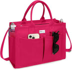 TOPDesign Heavy-Duty Canvas Tote Bag for Women, Adjustable Crossbody/Shoulder Handbag with 9 Pockets, Everything Tote