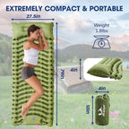Sleeping Pad for Camping - Ultralight Camping Mattress with Pillow, Built-in Foot Pump, Compact Inflatable Portable Mat for Backpacking, Hiking, Car Traveling, Beach, Tent