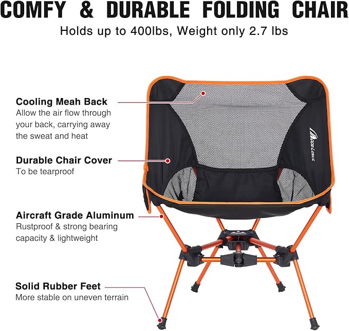 MOON LENCE Portable Camping Chair Backpacking Chair - The 4th Generation Ultralight Folding Chair - Compact, Lightweight Foldable Chairs for Hiking Mountaineering, Beach