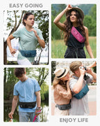 WATERFLY Small Crossbody Fanny Pack: 5 Pocket Slim Lightweight Waist Belt Hip Bag for Women Men Water Resistant Chest Pouch for Travel Hiking Running Walking Fit All Phones - Peacock Blue