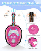 Greatever G2 Snorkeling Gear for Adults 2PCS, Full Face Snorkel Mask with Dry Top Snorkel,Anti-Leak & Anti-Fog Snorkel Mask Adult,Foldable Snorkeling Mask with Camera Mount mesh Bag