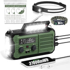 Emergency Radio Hand Crank Solar, 10000mAh/37000mWh Emergency Weather Radio, Hand Crank Solar Radios with NOAA/AM/FM, Rechargeable Headlamp, Thermal Blanket, Survival Bracelet, for Home & Outdoor
