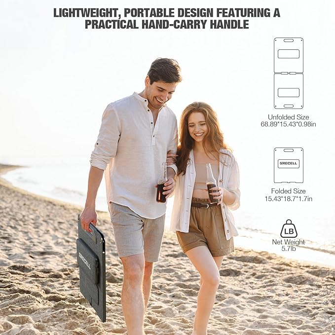 120W Portable Solar Panel for Power Station Generator, Ultra Light 5.7lbs, 25% High Efficiency IP65 Waterproof, 20V Foldable Solar Panel Charger for Camping, RV, Outdoor Use and Off-Grid Blackouts