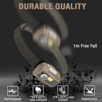 EverBrite Rechargeable Headlamp, LED Bright Motion Sensor Head Lamp Flashlight with 9 Modes, Adjustable Headlight for Adults with White Red Light, Water Resistant, Khaki, for Hiking, Running, Camping