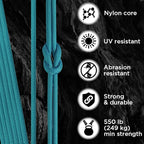 TECEUM 5/32" Paracord Rope 1000 – 1000ft / 200ft / 100ft / 50ft – Tactical Parachute Cord 4mm – 45+ Colors – Nylon String for Survival & Camping Gear – Stripe Cord for Survival – Utility Rope