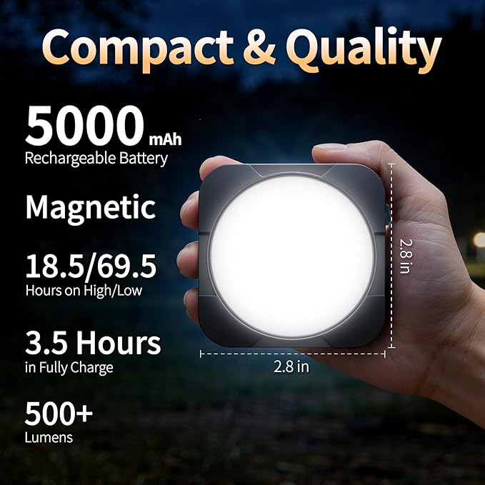FLY2SKY Rechargeable Camping Lights 5000 mAh Tent Lights Portable LED Camping Lantern Survival Gear Essentials Camping Accessories for Hiking Backpacking Fishing Hurricane Emergency Power Outage（1PCS）