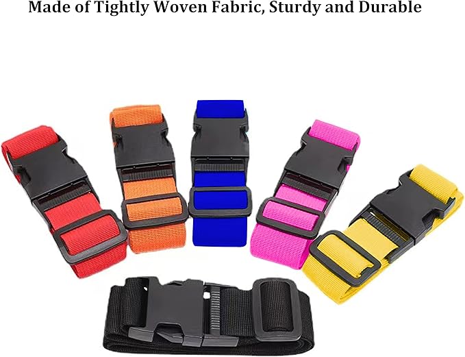 2 Pack Suitcase Straps, Bright Color Adjustable Luggage Belts, TSA Approved (Blue)