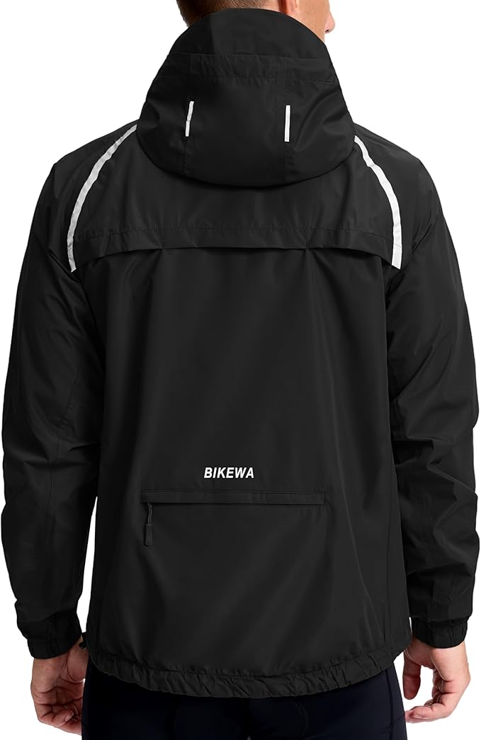 Men's Cycling Rain Jackets Waterproof Running Bike Windbreaker Lightweight Packable Hooded Jacket