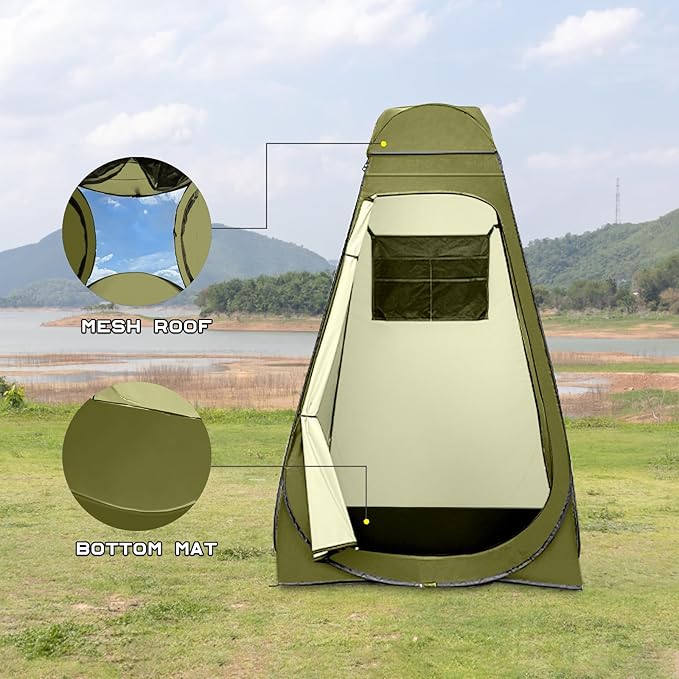 BRIAN & DANY Pop Up Shower Tent, Portable Privacy Camping Changing Tent, Camp Toilet Bathroom Pod with Rain Shelter & Windows, UPF 50+ & Waterproof, 47.2" x 47.2" x 74.8"