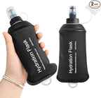 GYGYL Soft Flask, TPU Collapsible Soft Water Bottle for Hydration Pack, Running Vest, Leak-Proof Folding Water Bottle for Hiking Cycling Climbing Jogging-250ml Black, 2pcs