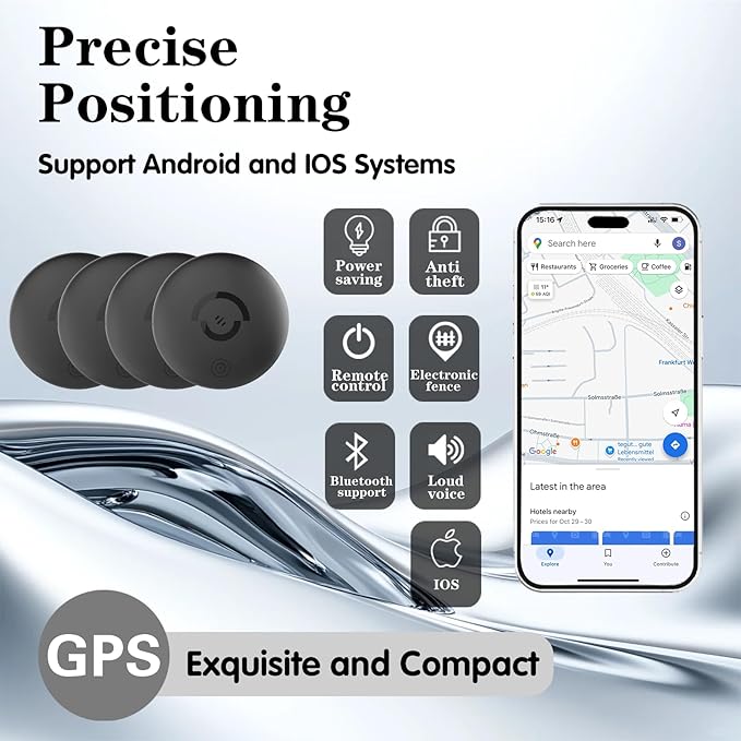 2 Pack Mini GPS Tracker for Vehicles, GPS Locator Tags, iOS Compatible Tracking Device, No Monthly Fee, Hidden Anti-Theft Car Tracker, Replaceable Coin Battery, Magnetic Mount & Keychain Holder