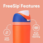 Owala Kids FreeSip Insulated Stainless Steel Water Bottle with Straw for Sports, Travel, and School BPA-Free Sports Water Bottle, 16 oz, Blue Citrus