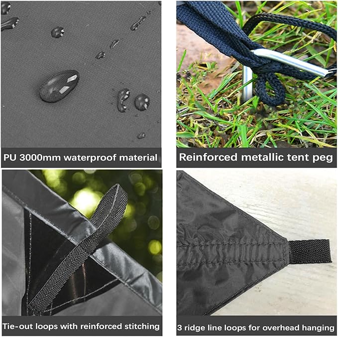 KALINCO Tent Tarp, Picnic Mat Camping Tarp Tent Hammock Tarp, pu Waterproof Camping tarp Tent Rain Fly Picnic Mat Survival Shelter Sunshade