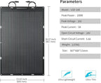 Greenmagic 100W 12V Flexible Solar Panel Ultra Thin Ultra Lightweight Off-Grid Charger for Marine RV Cabin Van Car Uneven Surfaces