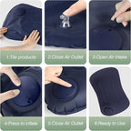 2-Pack Inflatable Camping Pillow, Portable Travel Pillow for Sleeping, Lightweight Compact Inflatable Pillows for Beach, Hiking, Backpacking, Airplane Travel, Press-to-Inflate (Navy Blue)
