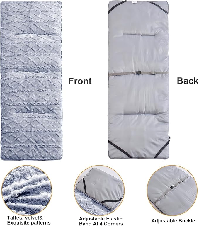 Camping Cot Mattress - Thick Camping Sleeping Pad with Elastic Straps,Portable Cot Mattress Pad for Sleeping Outdoor (75" x 28")