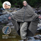 KingCamp Ultralight Camping Blanket Packable Down Alternative Puffy Wearable Blankets Weatherproof Warm Package Quilt with Snap Buttons & Corner Loops for Outdoor Travel Stadium (69" L x 53" W, Grey)
