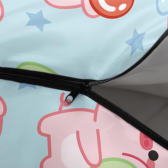 AILONEN Pink Lovely Rabbit Sleeping Bag for Girls Kids Adults,Warm and Cool Weather,Lightweight,Waterproof Backpacking,Cartoon Flowers Printed Bunny Sleeping Bag for Camping