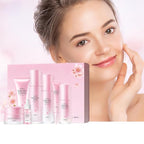 LAIKOU JAPAN SAKURA Skin Care, Skin Care Set with Cleanser, Toner, Lotion, Eye Cream, Makeup Primer, Essence Cream and Serum for Women Mother's Day Valentine's Day Christmas Birthday Beginner Kit 7pcs