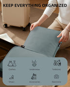 6 Set Compression Packing Cubes, Suitcase Storage Bags for Clothes and Travel Essentials (Steel Blue)