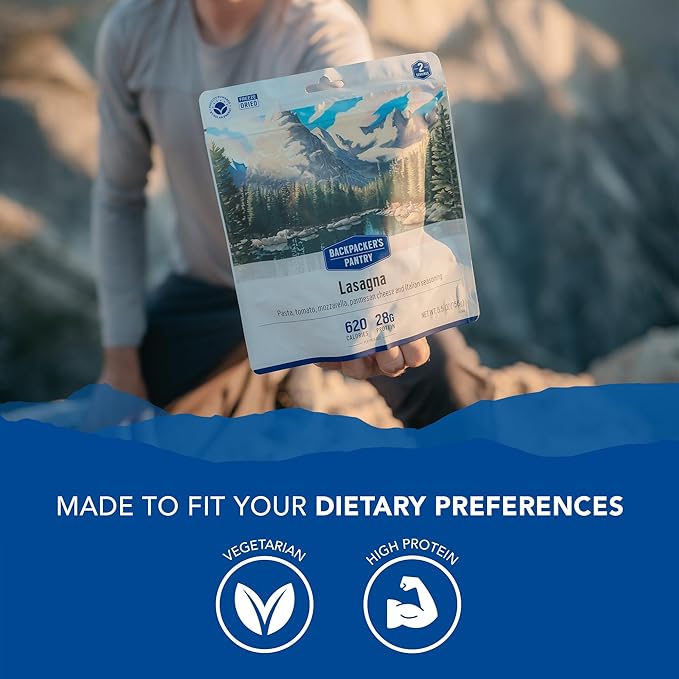 Backpacker's Pantry Lasagna - Freeze Dried Backpacking & Camping Food - Emergency Food - 28 Grams of Protein, Vegetarian - 1 Count