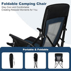 Camping Chair Portable Folding Lawn Chair Comfortable Hard Arm Sturdy for Family Camp, Outdoor, Sports, Beach, Travel, Support 400 lbs, Black&Blue
