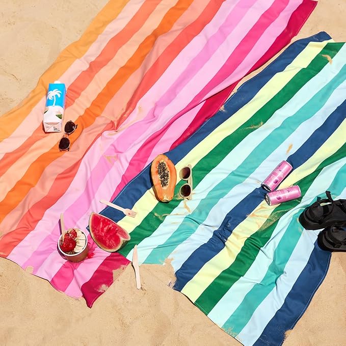 Dock & Bay Beach Towel - Quick Dry, Sand Free - Compact, Lightweight - 100% Recycled - Includes Bag - Sunset Boulevard - Set of 4 - Large (160x90cm, 63x35)