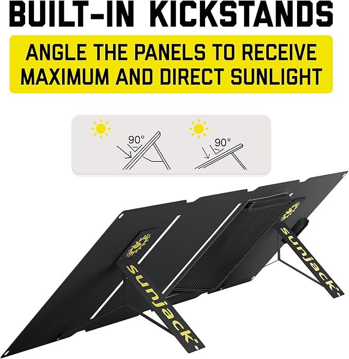 SunJack – 40 Watt Foldable Solar Panel, ETFE Waterproof Portable Solar Panel with Kickstands, USB-C PD30W, USB-A QC3.0, DC Output, Solar Panels for Camping, Hiking, Emergency Power