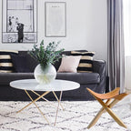 Leather Stool, Portable Beech Wood Artist Folding Stool, Italian Top Vegetable Tanned Leather Seat, Home Fashion Genuine Leather Director’s Stool for Home Outdoor Camping Fishing (Three Leg)