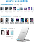 Fast Wireless Charger, NANAMI Qi Certified Wireless Charging Stand Compatible iPhone 17/17 Air/16/16 Plus/15/14/13/12, Desktop Charger for Samsung Galaxy S25/S24/S23/S22/S21 and Qi-Enabled Phone